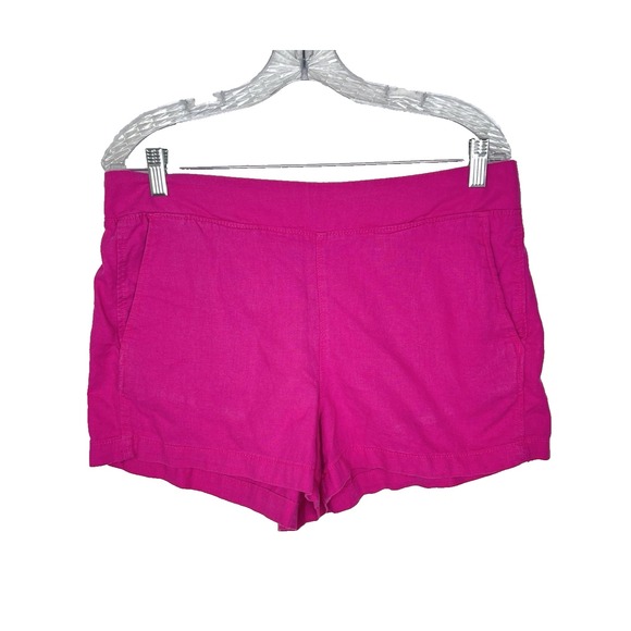 GAP Fushcia Pink Linen Blend Coastal Beach Comfy Relaxed Boho Short Size LARGE - Picture 1 of 11